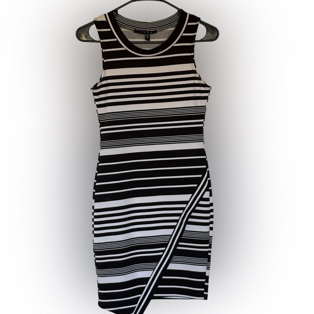 Snap Monochrome Striped Dress